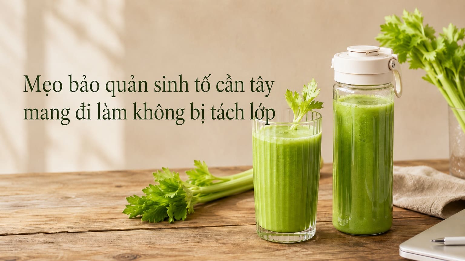 Mẹo bảo quản sinh tố cần tây mang đi làm không bị tách lớp